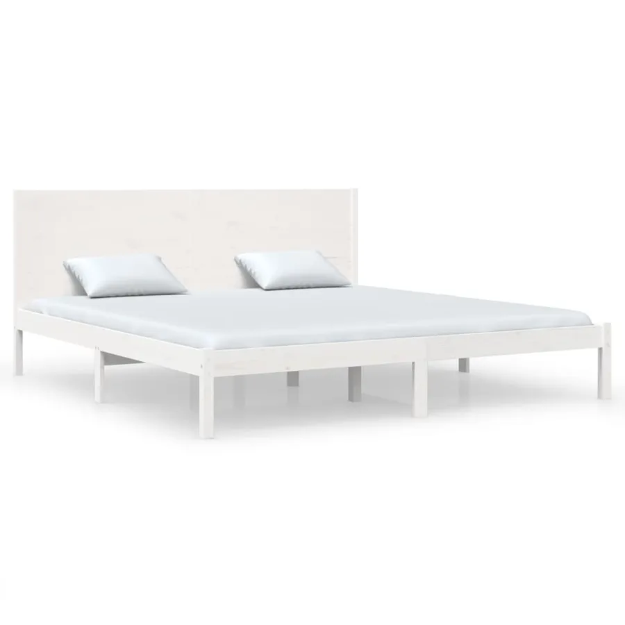 Cadre de lit sans matelas blanc 200x200 cm bois massif de pin - 2
