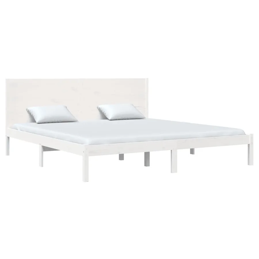 Cadre de lit sans matelas blanc 200x200 cm bois massif de pin - 3