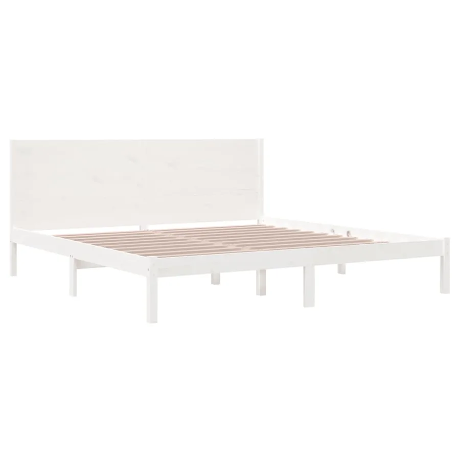 Cadre de lit sans matelas blanc 200x200 cm bois massif de pin - 4