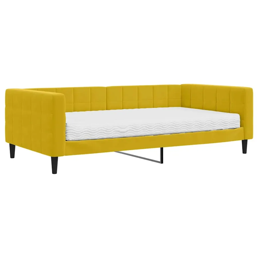Lit de jour avec matelas jaune 100x200 cm velours - 2