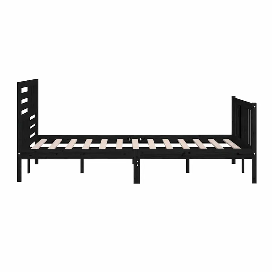 Cadre de lit sans matelas noir bois massif 200x200 cm - 6