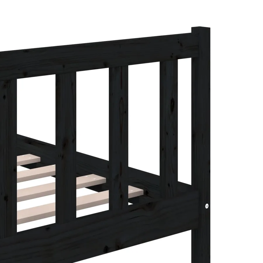 Cadre de lit sans matelas noir bois massif 200x200 cm - 8