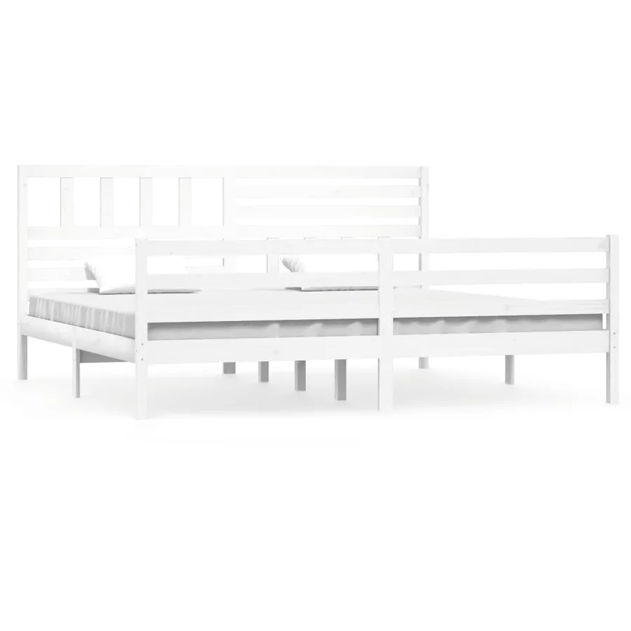 Cadre de lit sans matelas blanc bois massif 200x200 cm - 2