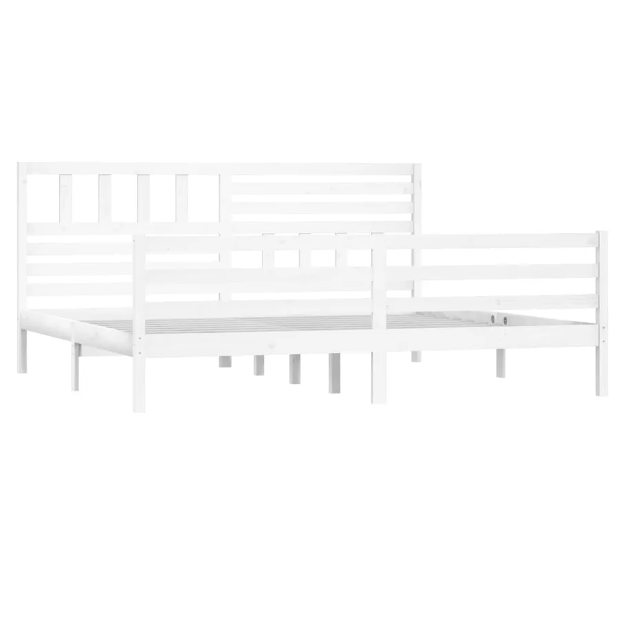 Cadre de lit sans matelas blanc bois massif 200x200 cm - 3