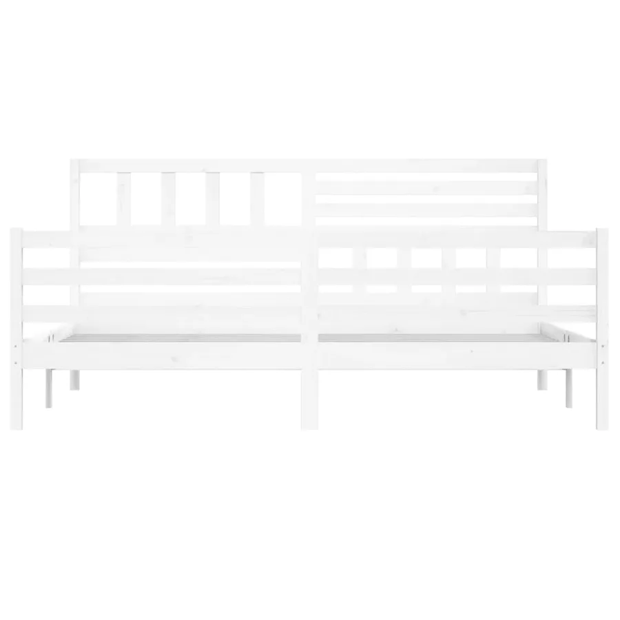 Cadre de lit sans matelas blanc bois massif 200x200 cm - 4