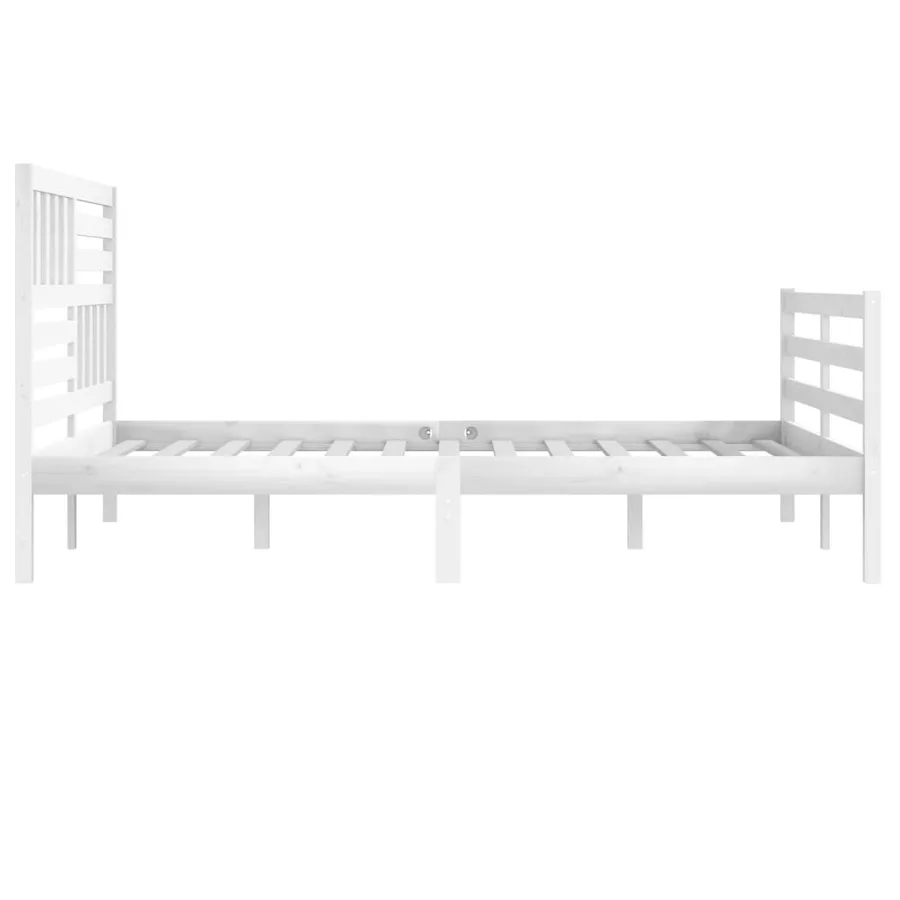 Cadre de lit sans matelas blanc bois massif 200x200 cm - 5