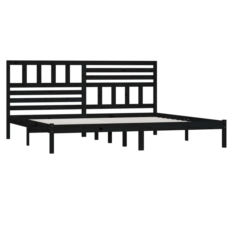 Cadre de lit sans matelas noir bois massif de pin 200x200 cm - 3