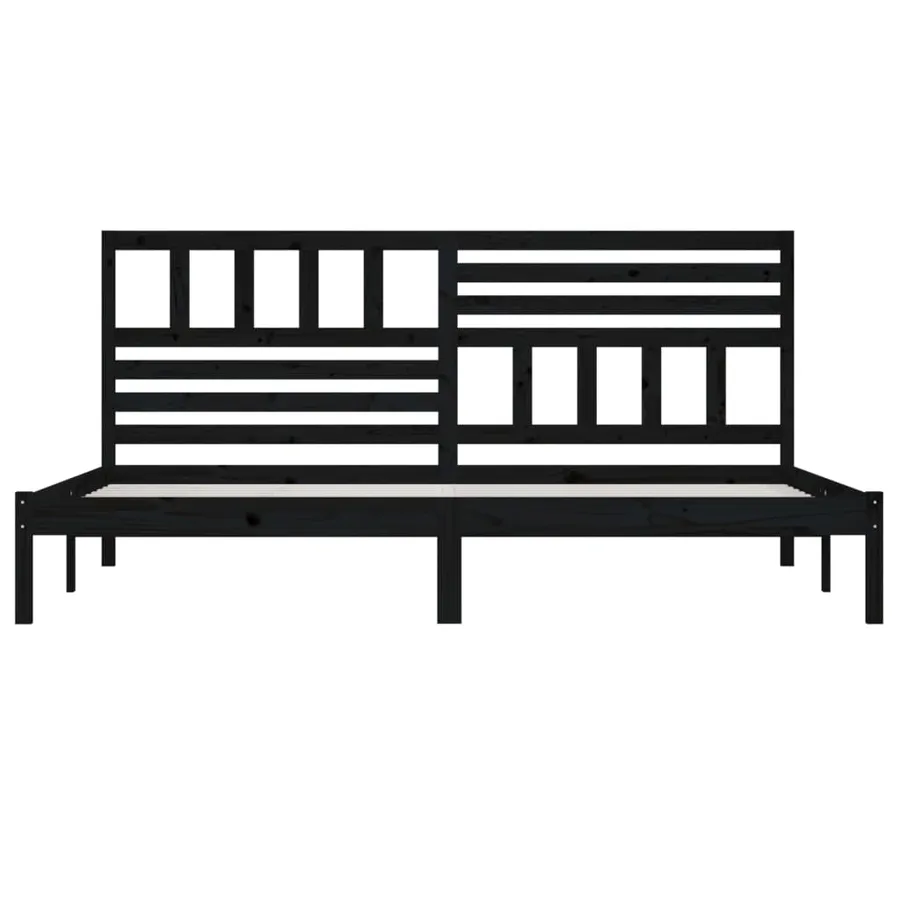 Cadre de lit sans matelas noir bois massif de pin 200x200 cm - 4