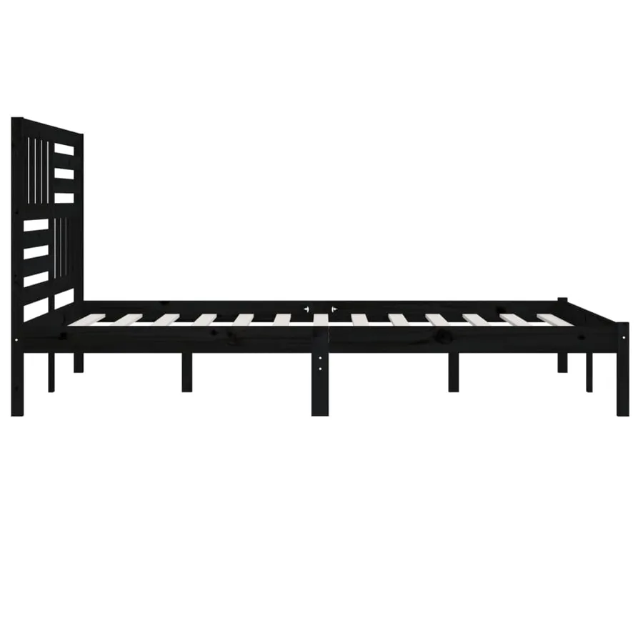Cadre de lit sans matelas noir bois massif de pin 200x200 cm - 5