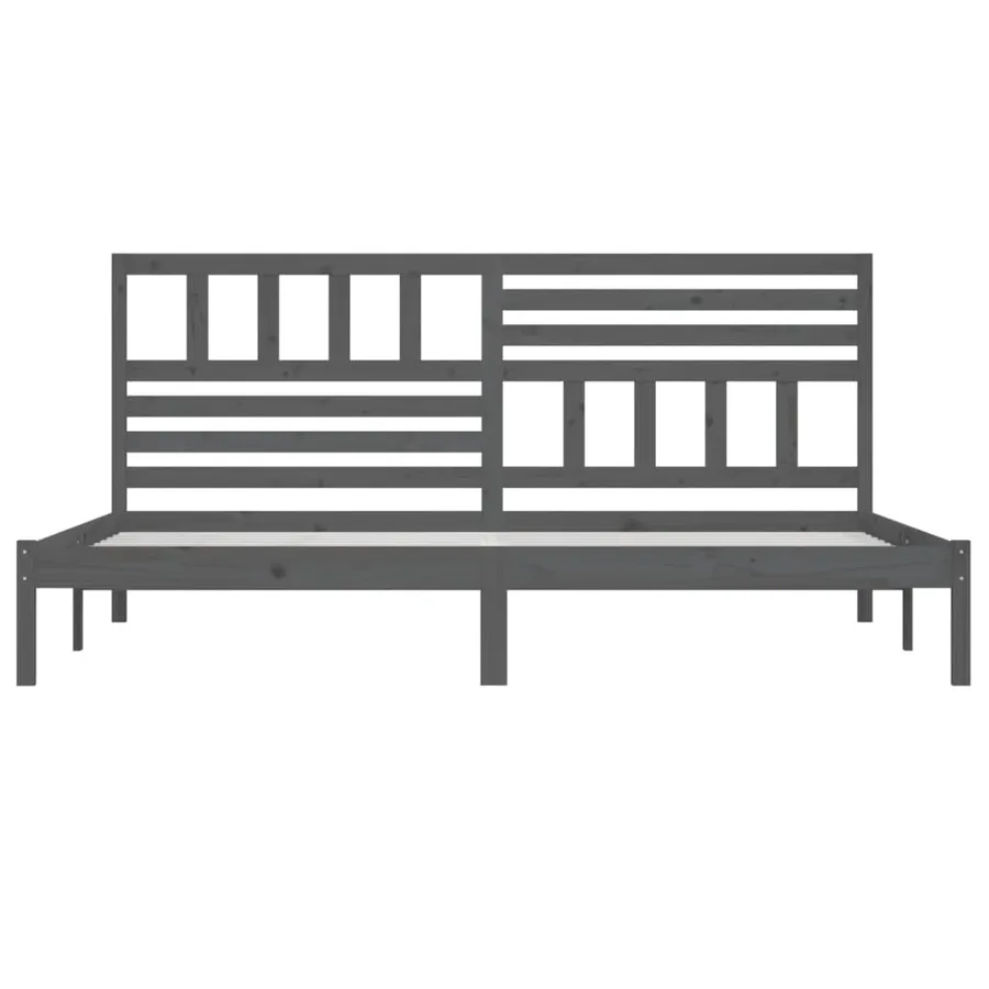 Cadre de lit sans matelas bois massif de pin gris 200x200 cm - 4