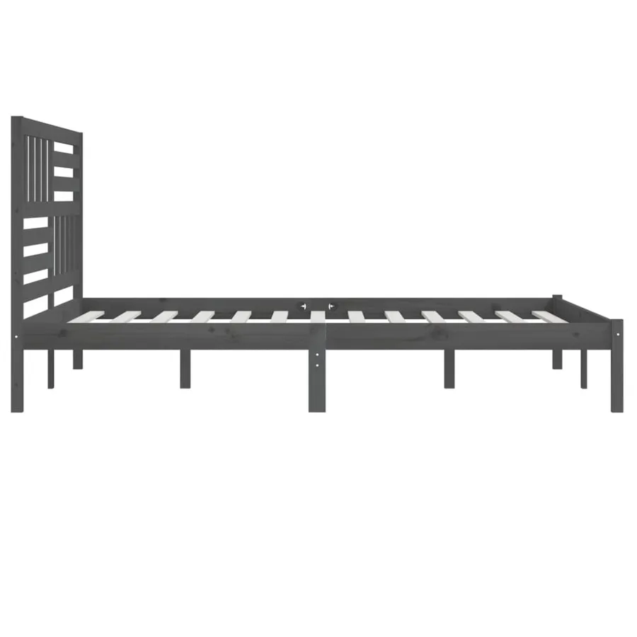 Cadre de lit sans matelas bois massif de pin gris 200x200 cm - 5
