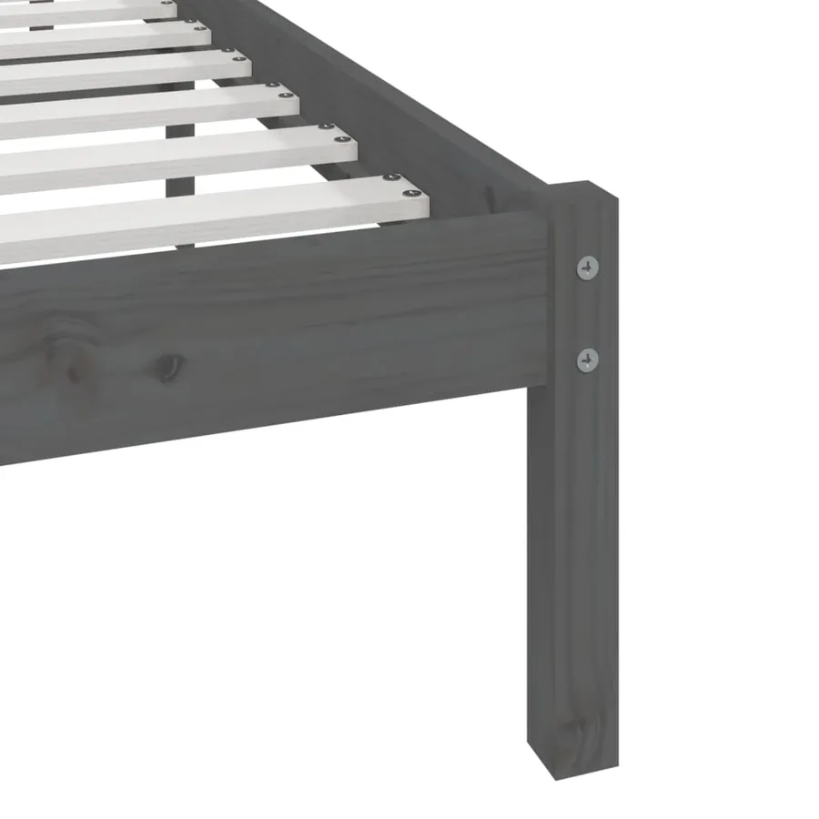 Cadre de lit sans matelas bois massif de pin gris 200x200 cm - 7