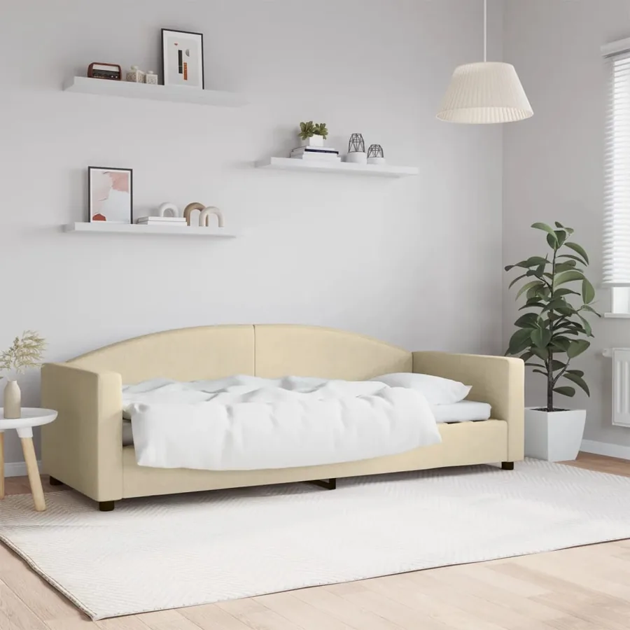 Lit de repos sans matelas crème 80x200 cm tissu