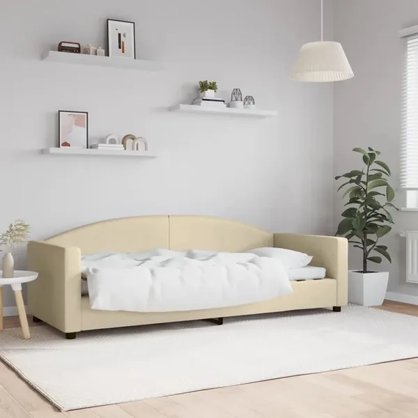 Lit de repos sans matelas crème 80x200 cm tissu