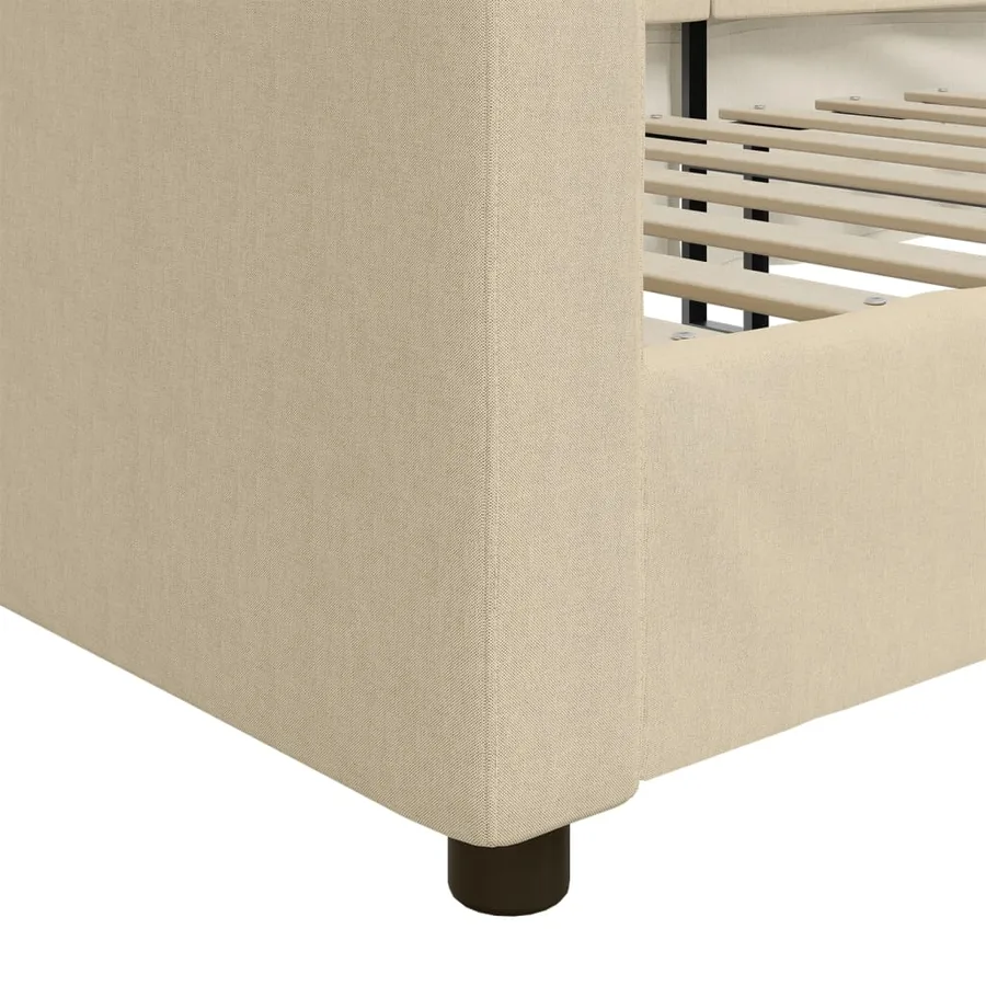 Lit de repos sans matelas crème 80x200 cm tissu - 6