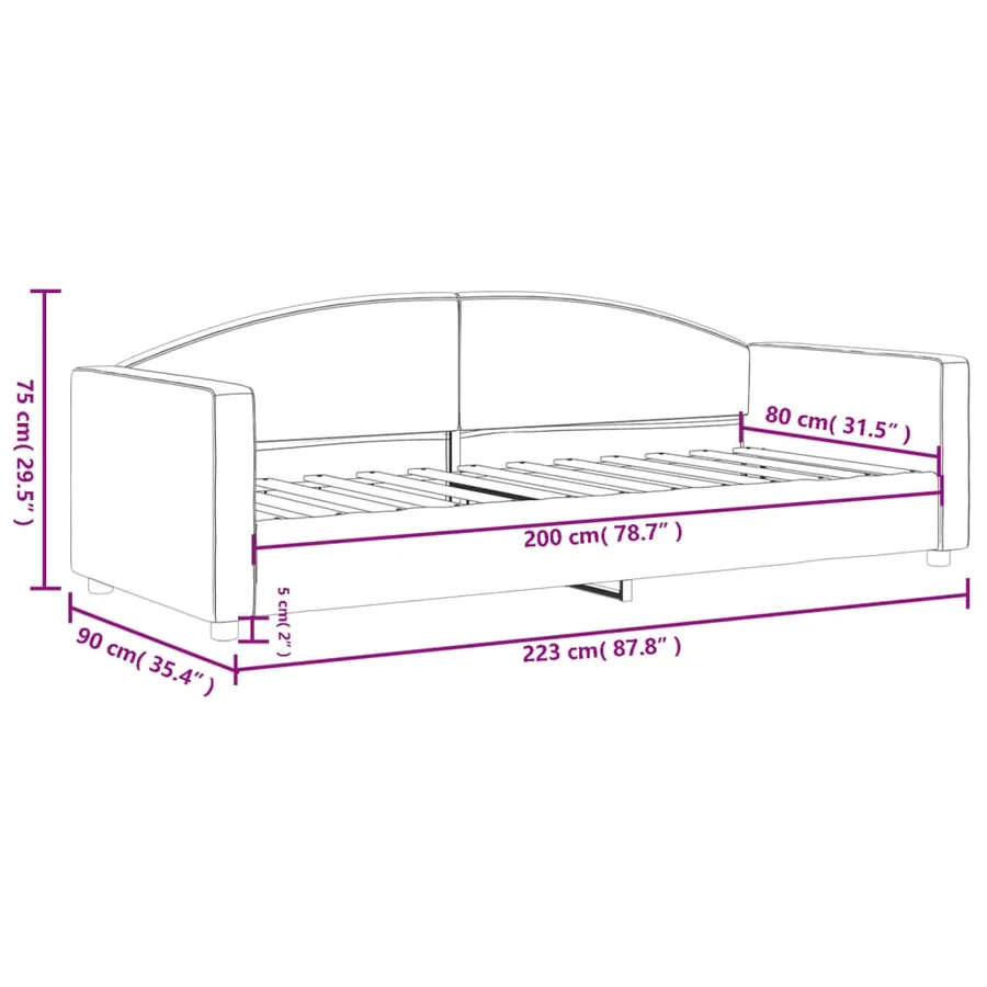 Lit de repos sans matelas crème 80x200 cm tissu - 8