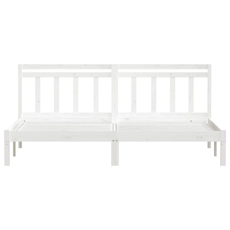 Cadre de lit Blanc Bois de pin massif 160x200 cm - 4