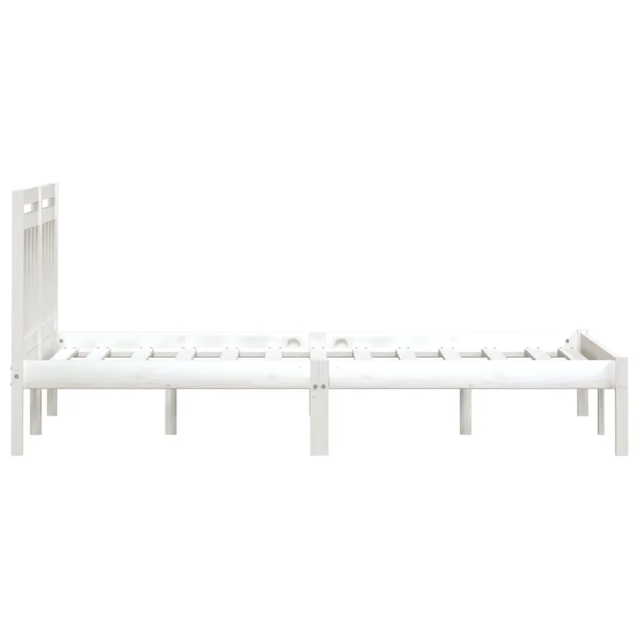 Cadre de lit Blanc Bois de pin massif 160x200 cm - 5