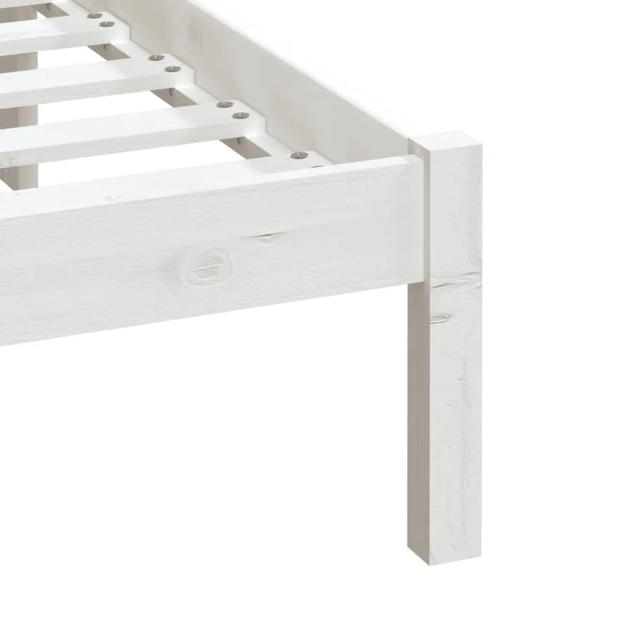 Cadre de lit Blanc Bois de pin massif 160x200 cm - 7