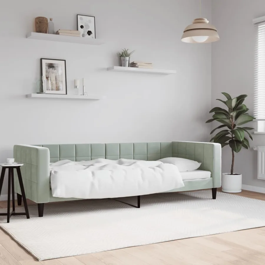 Lit de repos sans matelas gris clair 80x200 cm velours