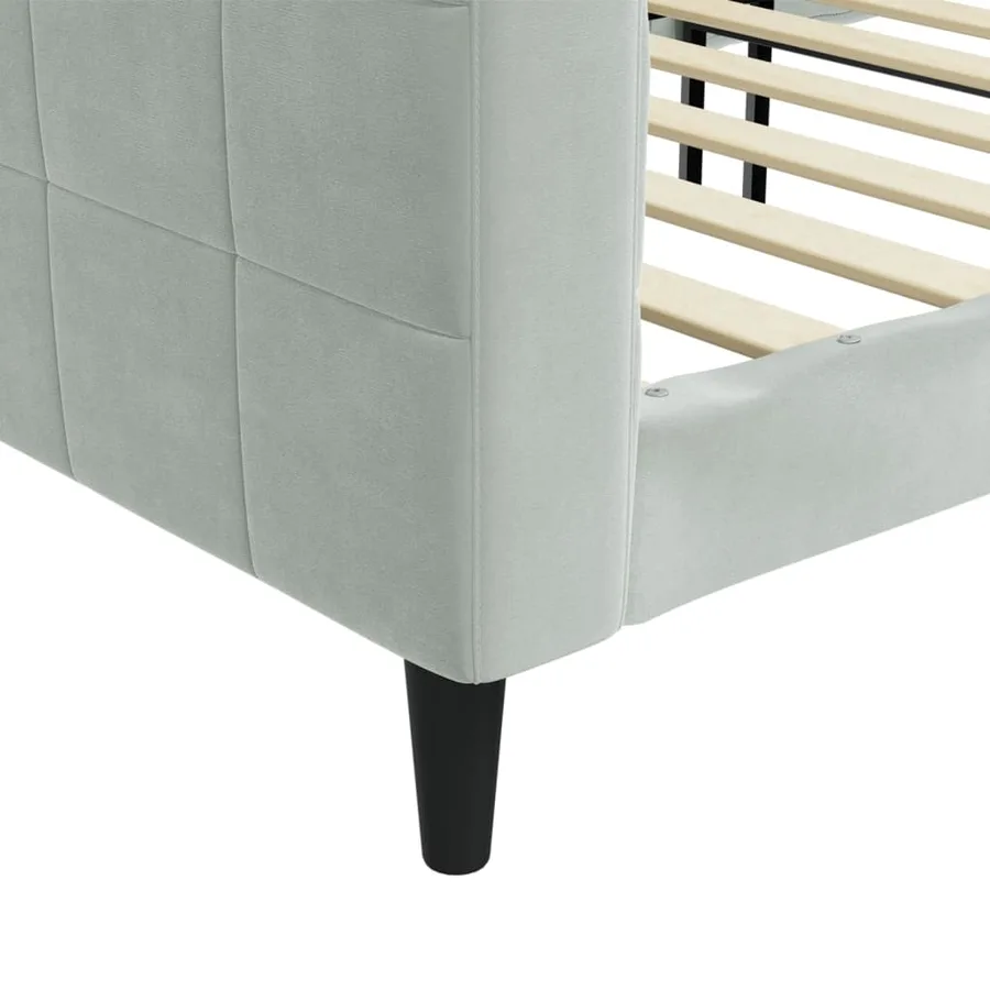 Lit de repos sans matelas gris clair 80x200 cm velours - 6