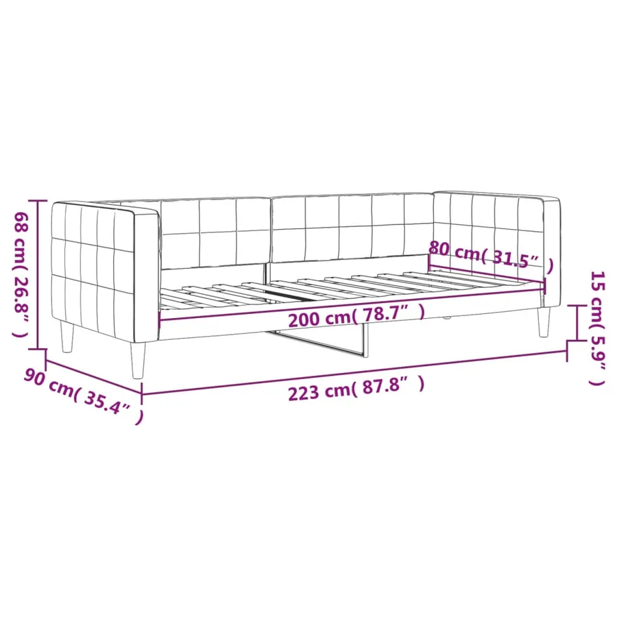 Lit de repos sans matelas gris clair 80x200 cm velours - 8
