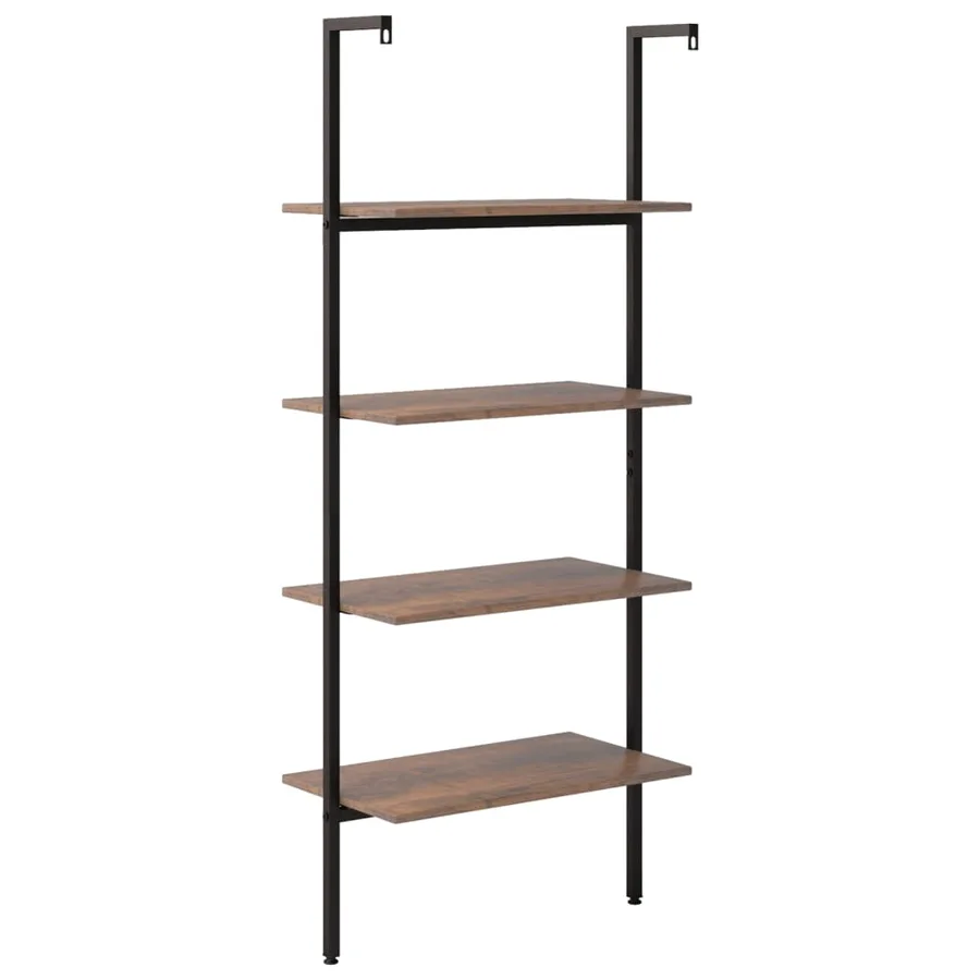 Étagère inclinée à 4 niveaux Marron foncé et noir 64x35x152,5cm - 5