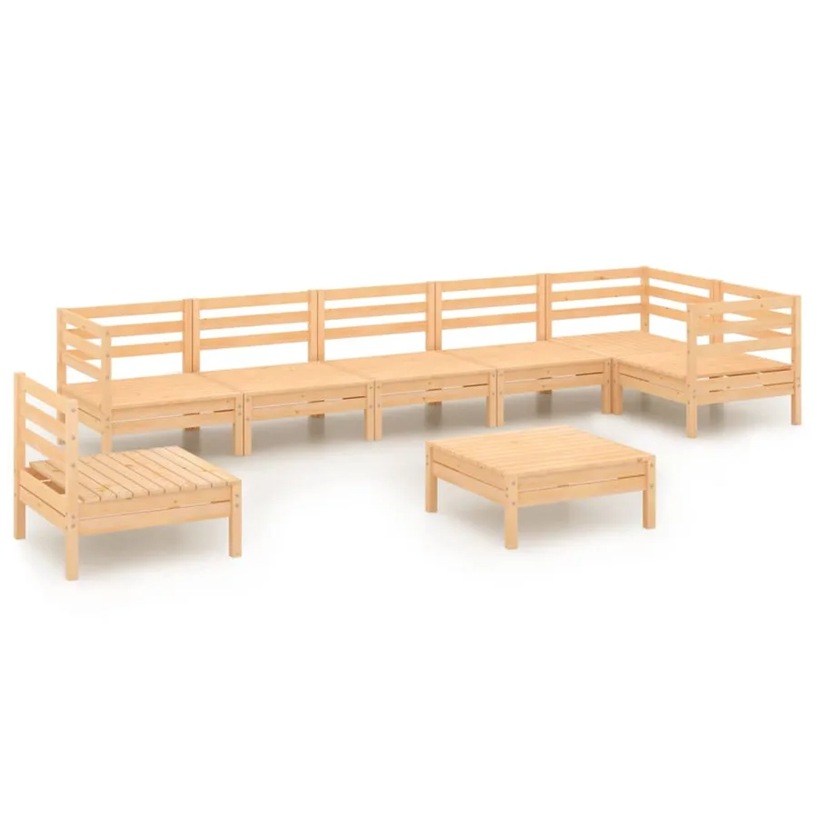 Salon de jardin 8 pcs Bois de pin massif - 2