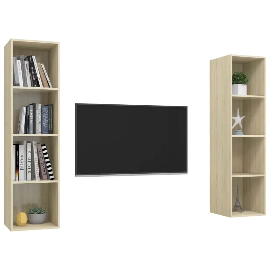 Meubles TV muraux 2 pcs Chêne sonoma Bois d'ingénierie - 3