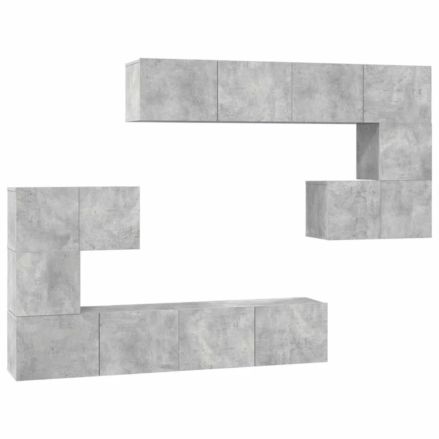 Ensemble de meubles TV 8 pcs Gris béton Bois d'ingénierie - 2