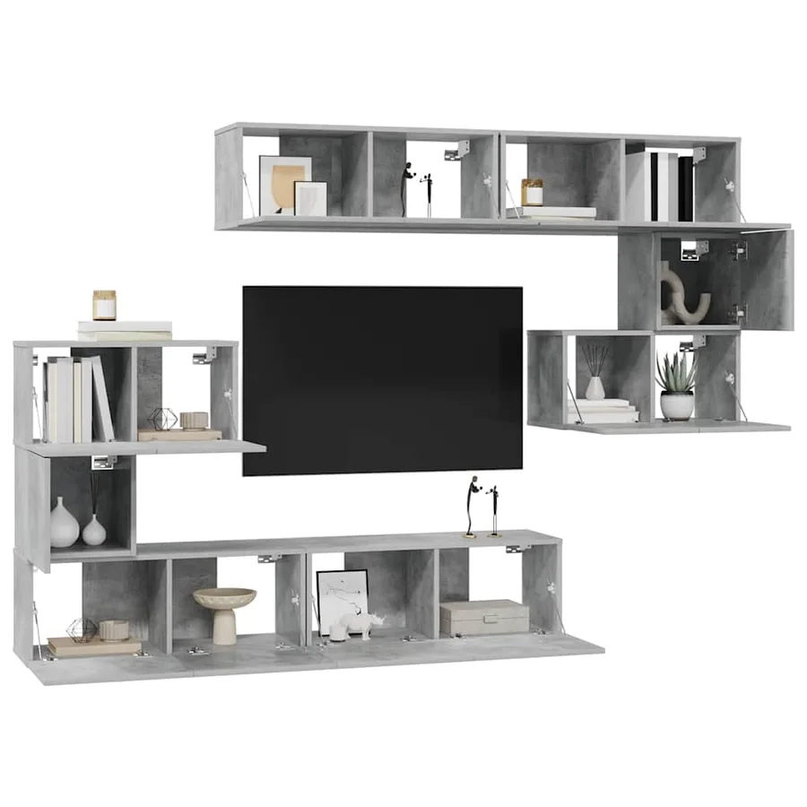 Ensemble de meubles TV 8 pcs Gris béton Bois d'ingénierie - 3