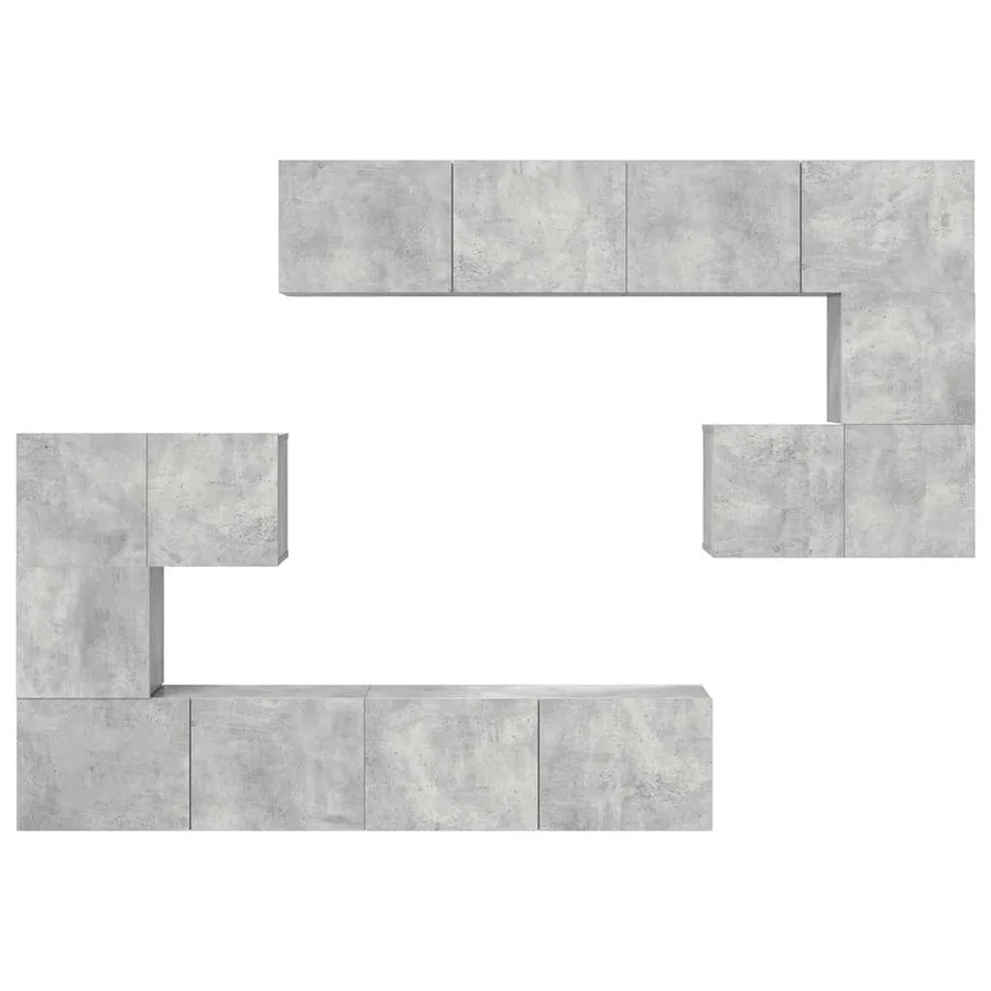 Ensemble de meubles TV 8 pcs Gris béton Bois d'ingénierie - 7