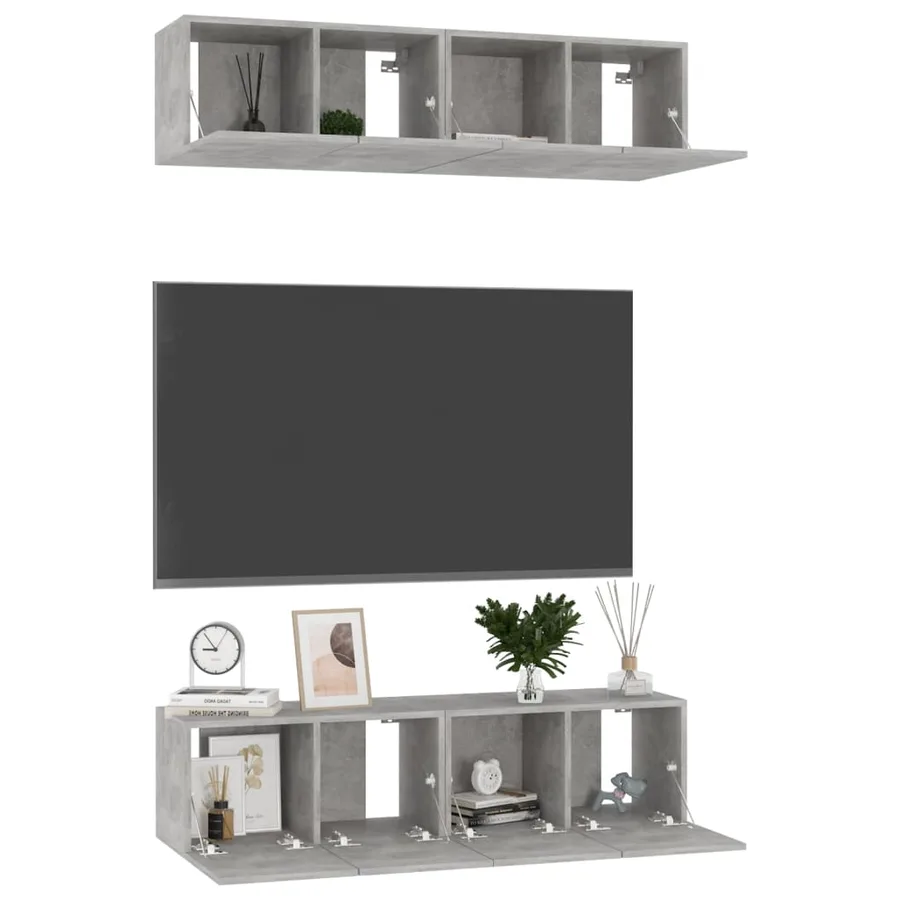 Meubles TV 4 pcs Gris béton 60x30x30 cm Bois d'ingénierie - 3