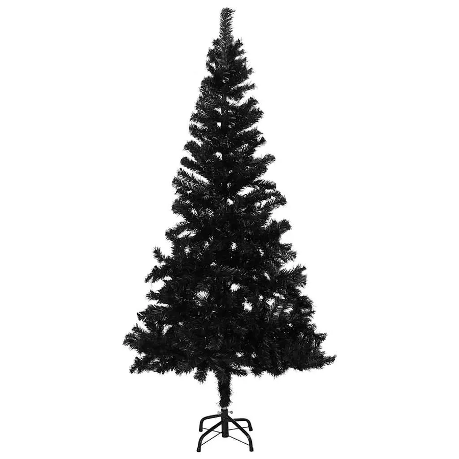 Arbre de Noël artificiel pré-éclairé et boules noir 180 cm PVC - 2