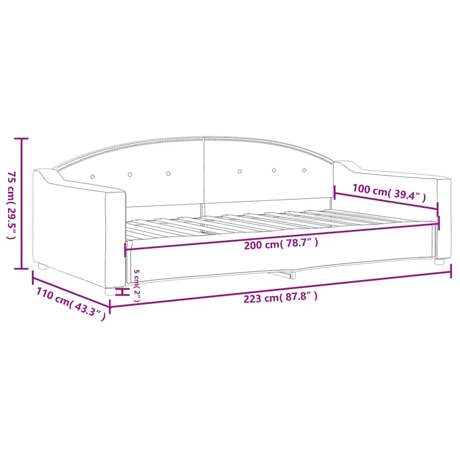 Lit de repos crème 100x200 cm tissu - 8