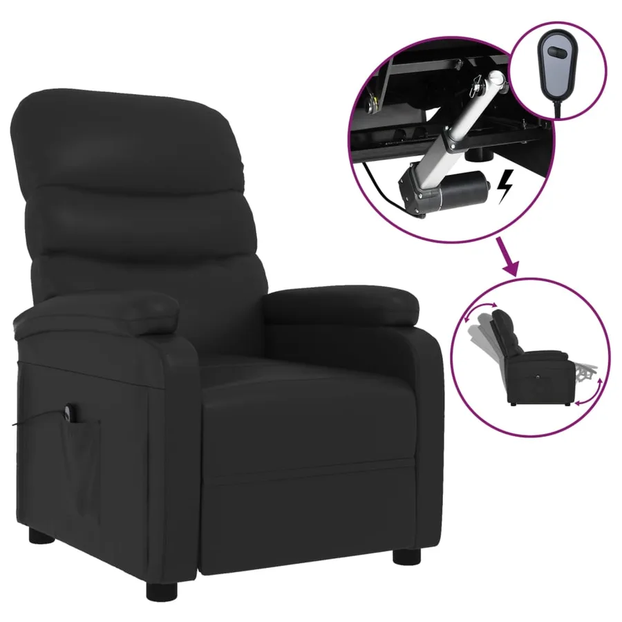 Fauteuil inclinable électrique Noir Similicuir - 2
