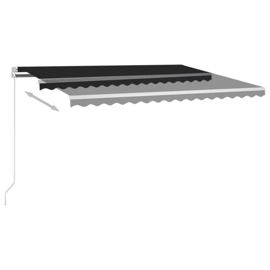 Auvent manuel rétractable avec LED 450x350 cm Anthracite - 3