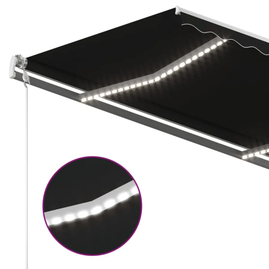 Auvent manuel rétractable avec LED 450x350 cm Anthracite - 5