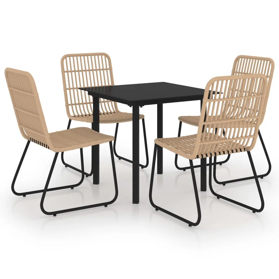 Ensemble à manger d'extérieur 5 pcs résine tressée et verre - 2