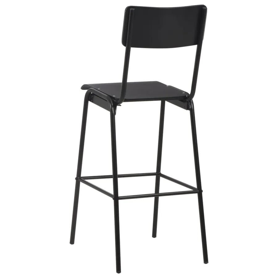 Chaises de bar lot de 4 noir contreplaqué solide et acier - 5