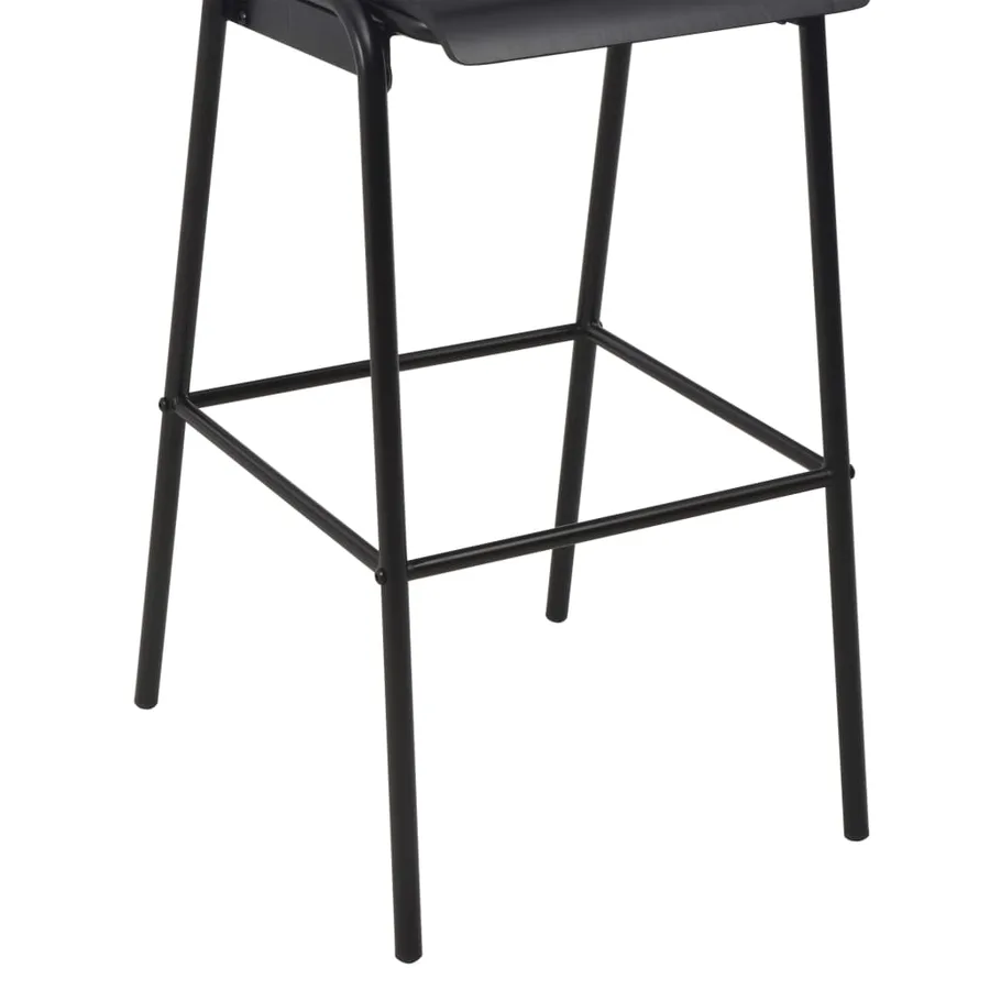 Chaises de bar lot de 4 noir contreplaqué solide et acier - 7