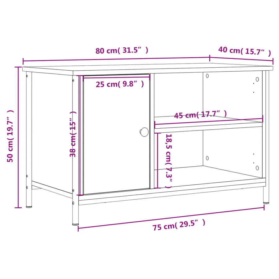 Meuble TV Chêne sonoma 80x40x50 cm Bois d'ingénierie - 12