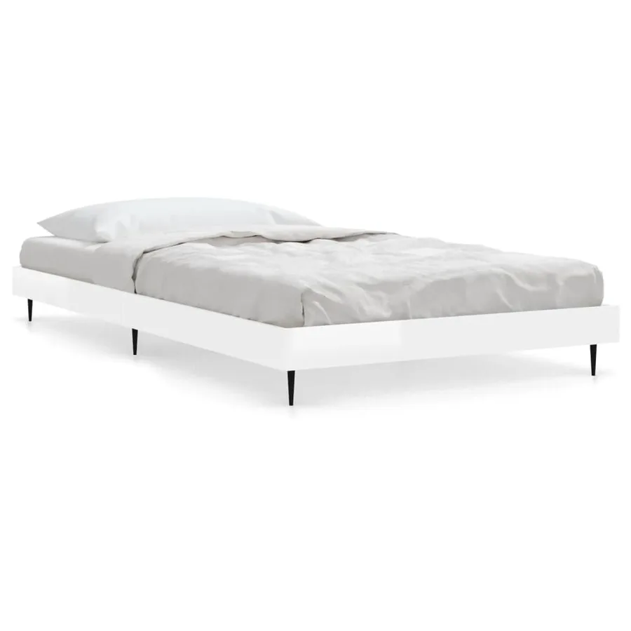 Cadre de lit sans matelas blanc brillant 90x200 cm - 2