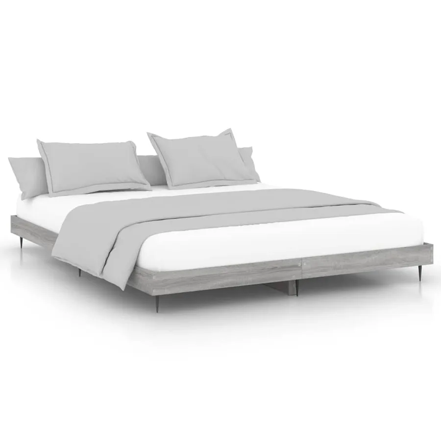 Cadre de lit sans matelas sonoma gris 200x200 cm - 2