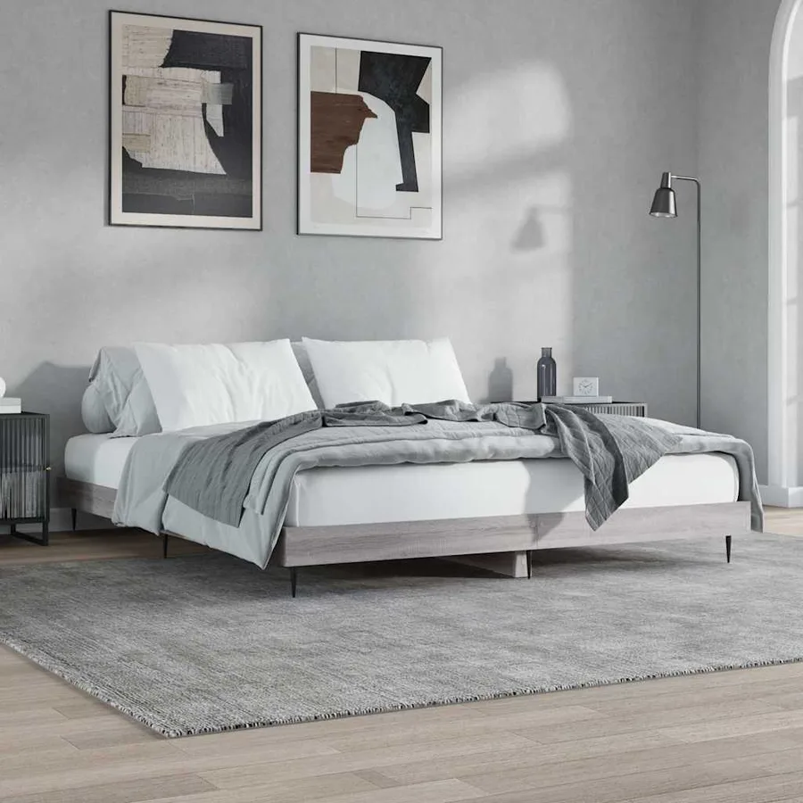 Cadre de lit sans matelas sonoma gris 200x200 cm - 4