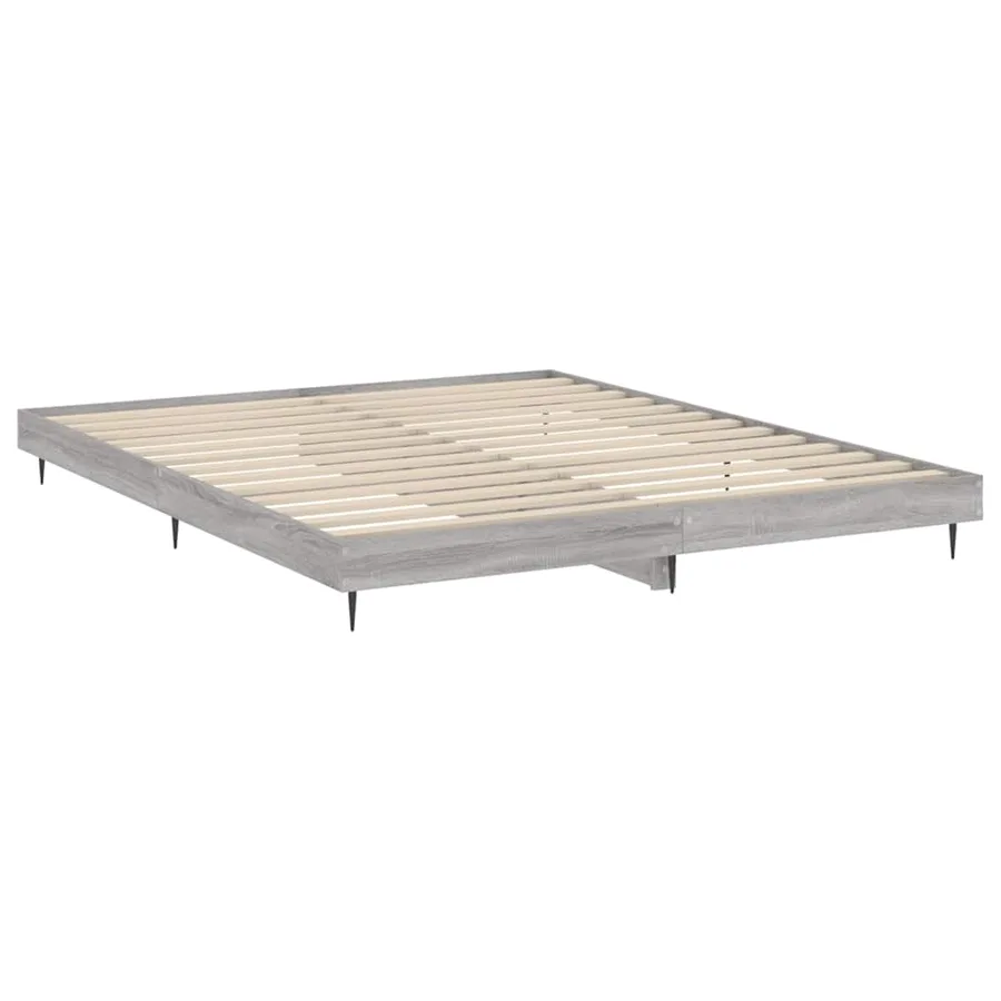 Cadre de lit sans matelas sonoma gris 200x200 cm - 5