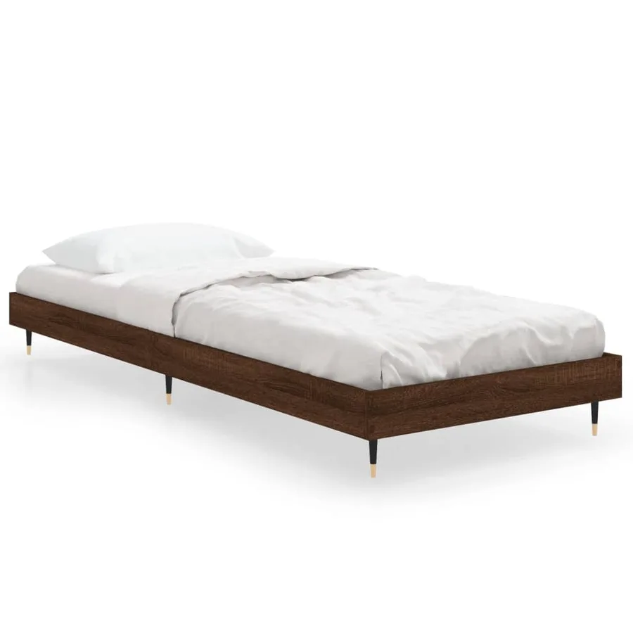 Cadre de lit sans matelas chêne marron 75x190cm bois ingénierie - 2