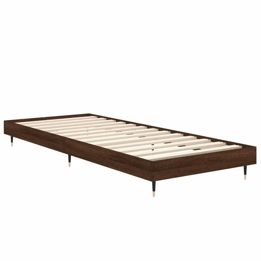 Cadre de lit sans matelas chêne marron 75x190cm bois ingénierie - 5