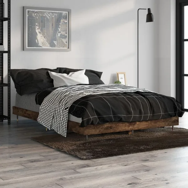 Cadre de lit sans matelas chêne fumé 120x190 cm bois ingénierie