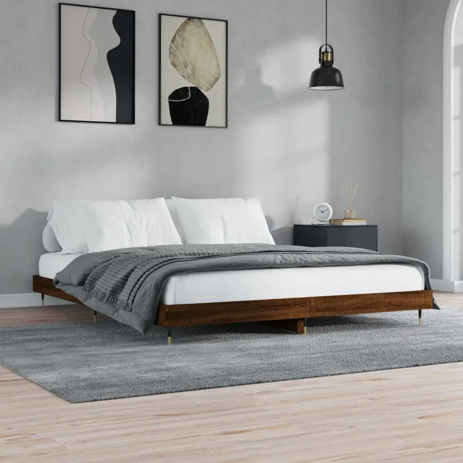 Cadre de lit sans matelas chêne marron 200x200 cm - 3